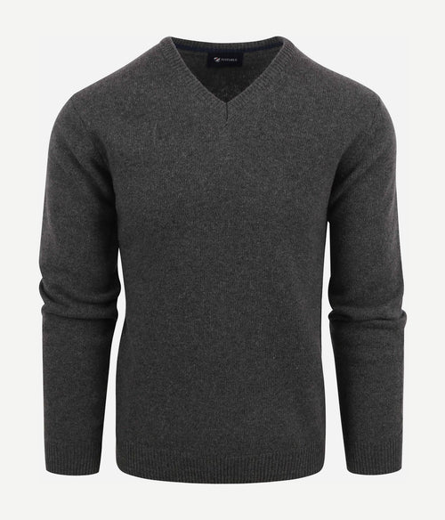 Suitable lamswol trui v-hals antraciet | Regular-fit