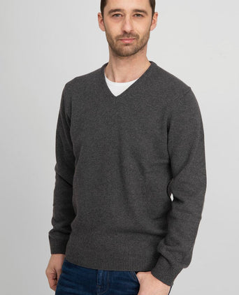 Suitable lamswol trui v-hals antraciet | Regular-fit