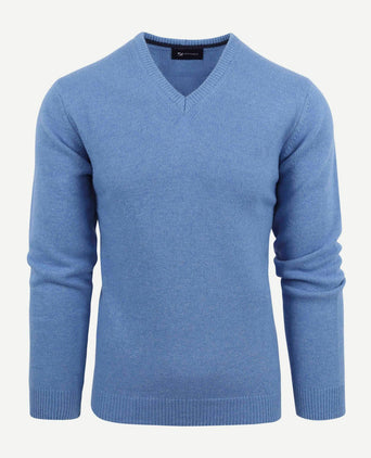 Lamswol trui v-hals blauw