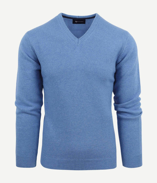 Suitable lamswol trui v-hals blauw | Regular-fit