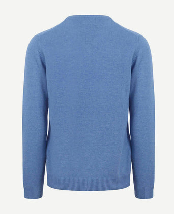 Lamswol trui v-hals blauw