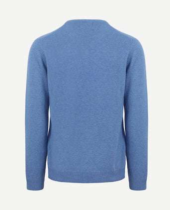 Lamswol trui v-hals blauw