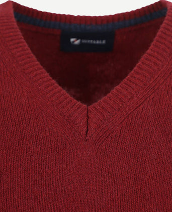 Suitable lamswol trui v-hals bordeaux | Regular-fit