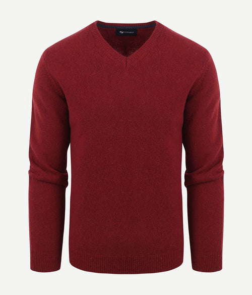 Suitable lamswol trui v-hals bordeaux | Regular-fit