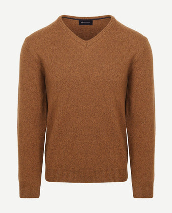Suitable lamswol trui v-hals camel | Regular-fit