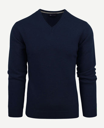 Lamswol trui v-hals donkerblauw