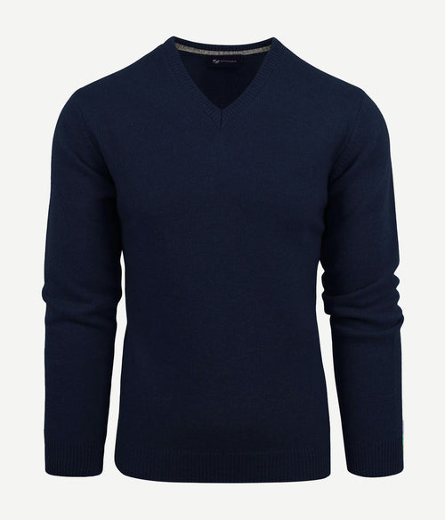 Suitable lamswol trui v-hals donkerblauw | Regular-fit