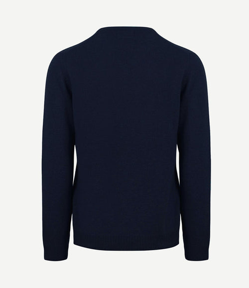 Lamswol trui v-hals donkerblauw