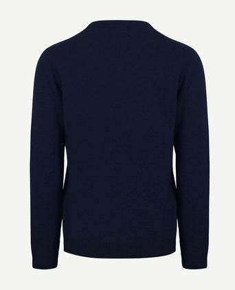 Lamswol trui v-hals donkerblauw
