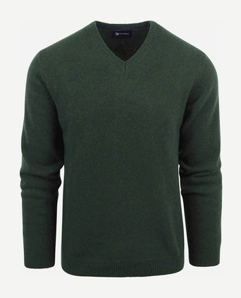 Suitable lamswol trui v-hals donkergroen | Regular-fit