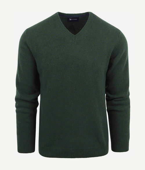 Suitable lamswol trui v-hals donkergroen | Regular-fit
