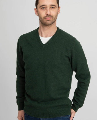 Suitable lamswol trui v-hals donkergroen | Regular-fit