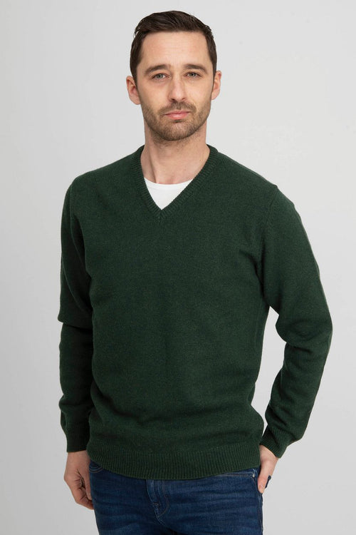 Suitable lamswol trui v-hals donkergroen | Regular-fit