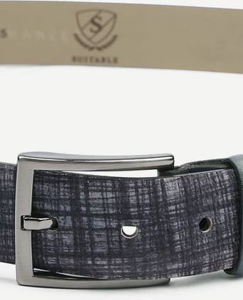 Suitable leren riem donkerblauw
