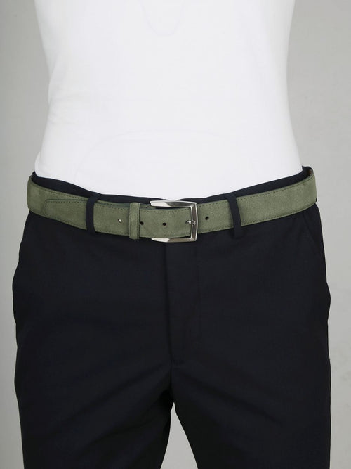 Suitable leren riem suede groen