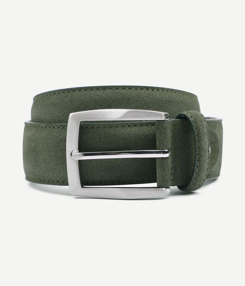 Suitable leren riem suede groen