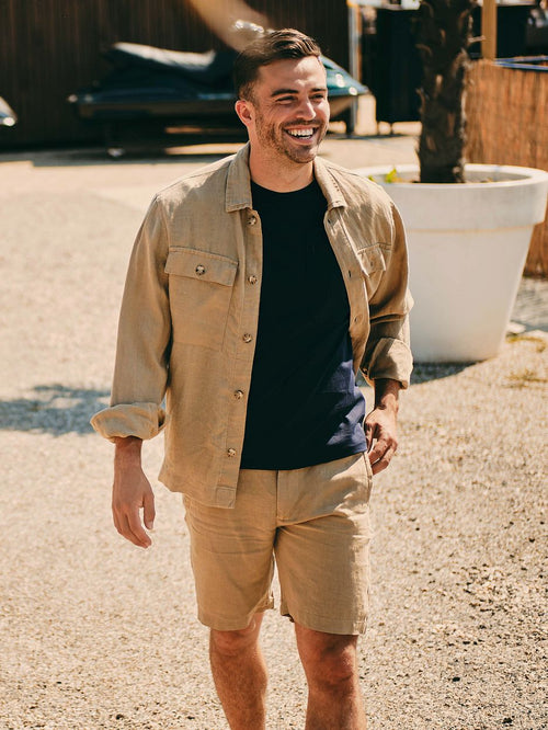 Suitable linnen beach shorts beige | Regular-fit