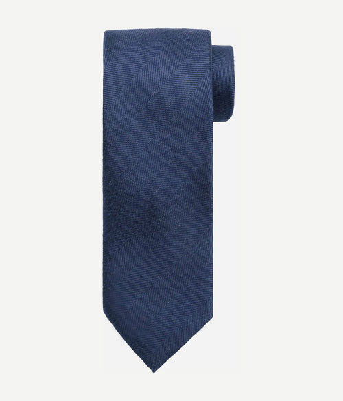 Suitable linnen zijde stropdas donkerblauw