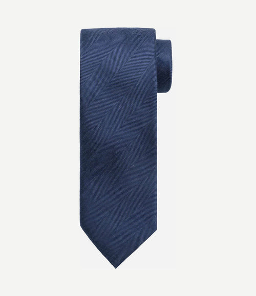 Linnen zijde stropdas donkerblauw