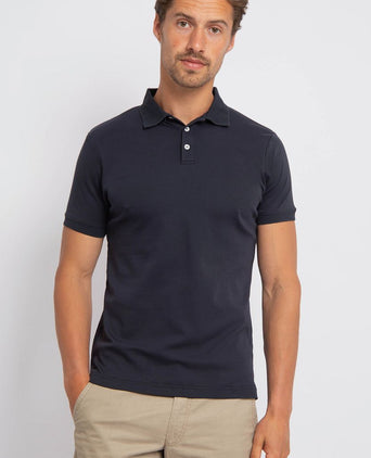 Suitable liquid poloshirt donkerblauw | Slim-fit
