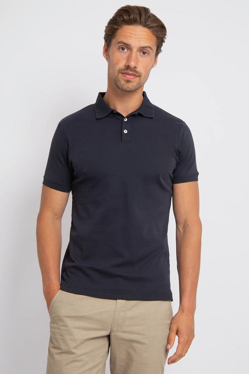 Suitable liquid poloshirt donkerblauw | Slim-fit