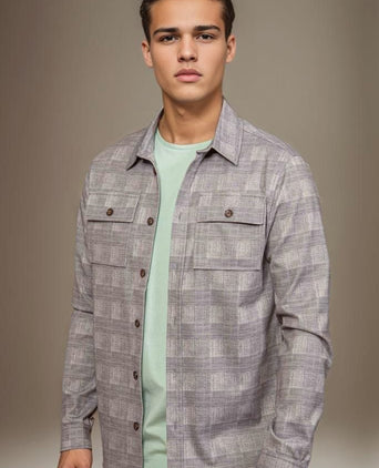 Suitable liv overshirt geruit grijs