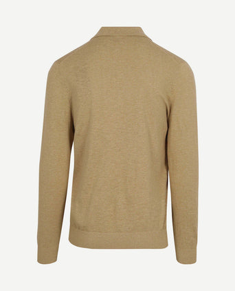Longsleeve knitted poloshirt riva pocket sand