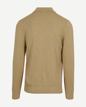 Longsleeve knitted poloshirt riva pocket sand