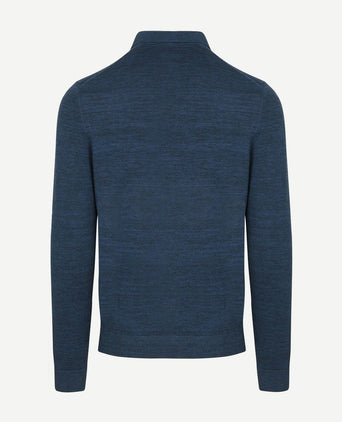Suitable longsleeve poloshirt flat knit blauw