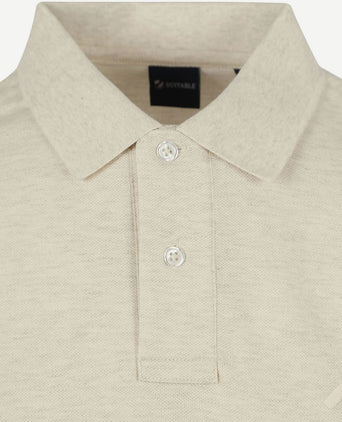 Suitable mang poloshirt ecru | Slim-fit