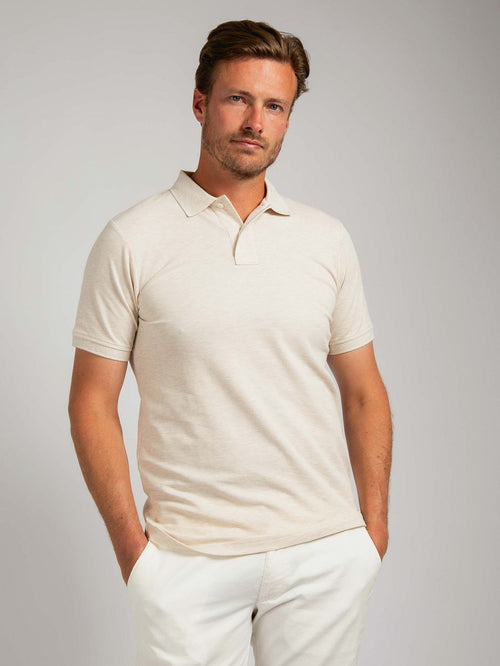 Suitable mang poloshirt ecru | Slim-fit