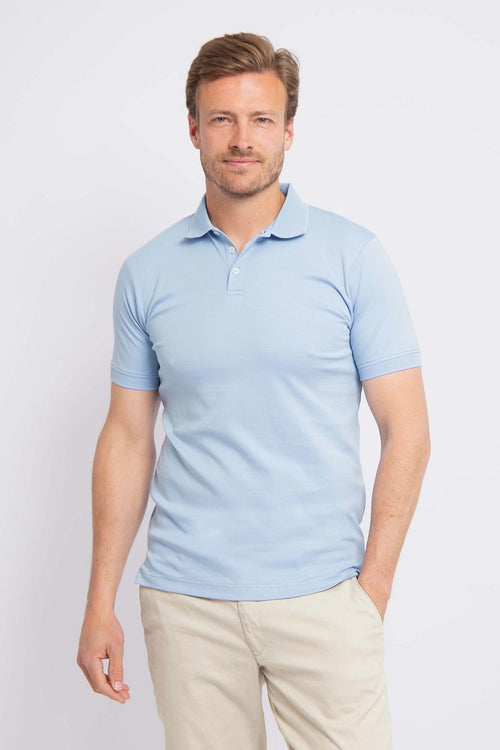 Suitable mang poloshirt lichtblauw | Slim-fit