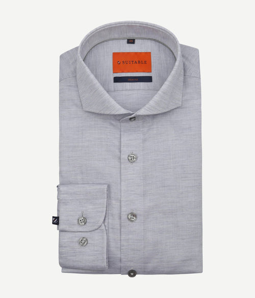 Suitable melange overhemd grijs | Slim-fit