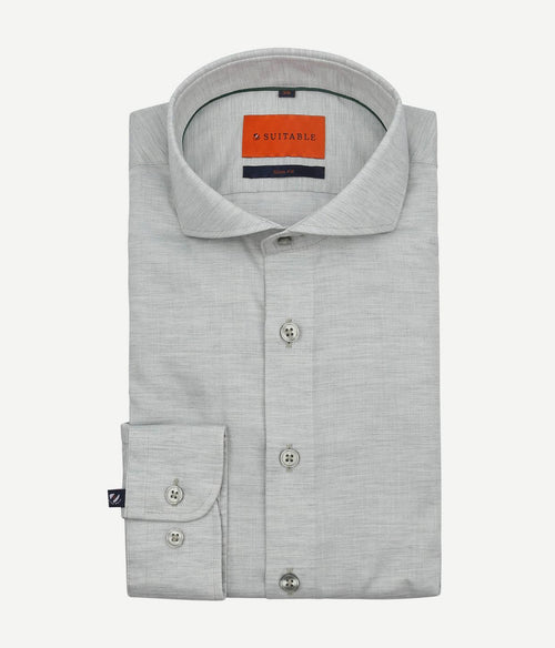 Suitable melange overhemd lichtgroen | Slim-fit