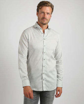 Suitable melange overhemd lichtgroen | Slim-fit