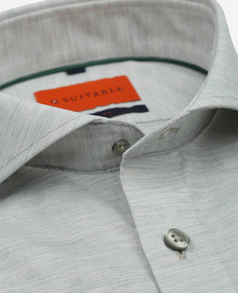 Suitable melange overhemd lichtgroen | Slim-fit