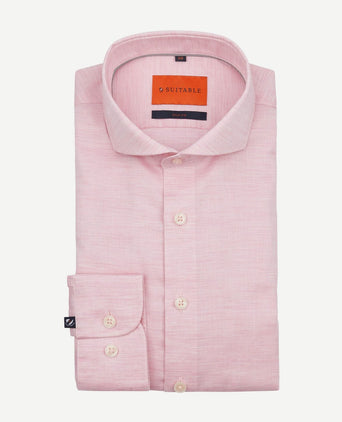Suitable melange overhemd roze | Slim-fit