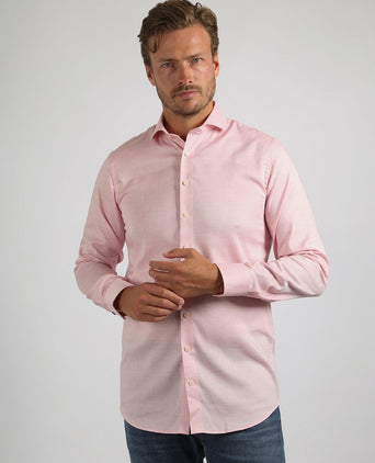 Suitable melange overhemd roze | Slim-fit