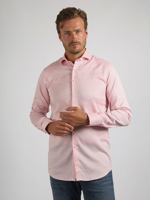 Suitable melange overhemd roze | Slim-fit