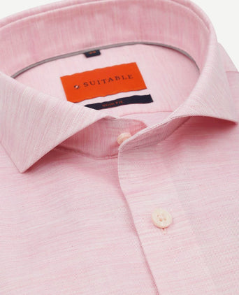 Suitable melange overhemd roze | Slim-fit