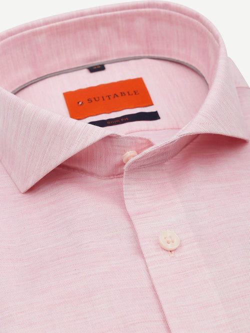 Suitable melange overhemd roze | Slim-fit