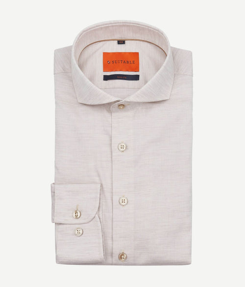 Suitable melange overhemd sand | Slim-fit