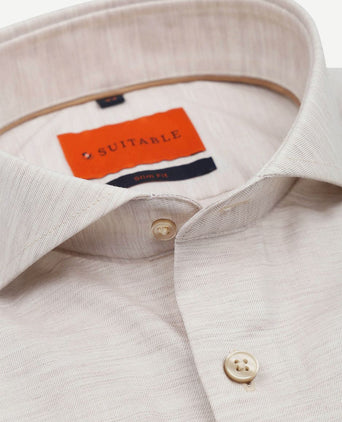 Suitable melange overhemd sand | Slim-fit
