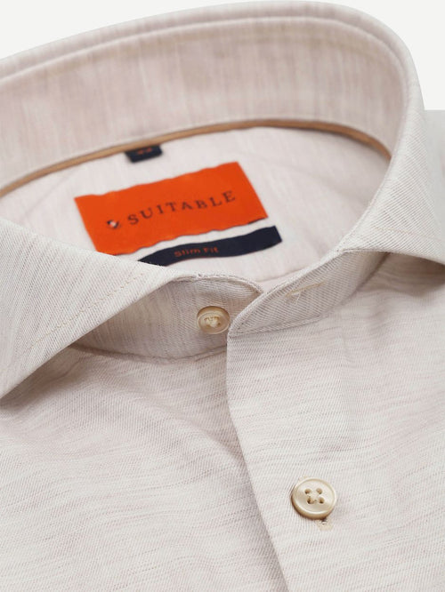 Suitable melange overhemd sand | Slim-fit