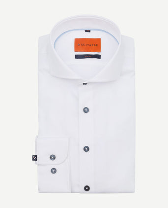 Suitable melange overhemd wit | Slim-fit