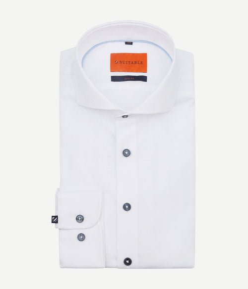 Suitable melange overhemd wit | Slim-fit