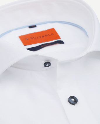 Suitable melange overhemd wit | Slim-fit