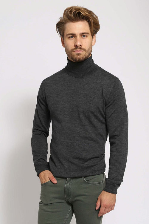 Suitable merino coltrui antraciet | Slim-fit