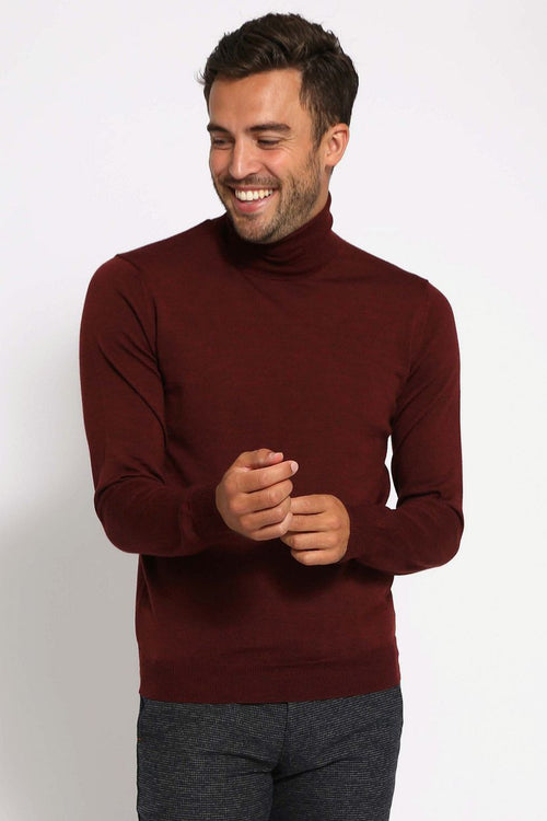 Suitable merino coltrui bordeaux | Slim-fit