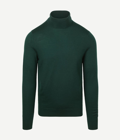 Suitable merino coltrui donkergroen | Slim-fit